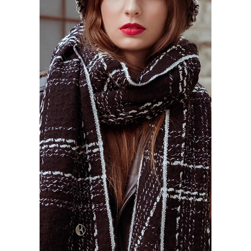 plaid wool scarf pashmina shawl, view 6 - MRSLM