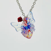 butterfly heart sterling silver necklace, view 3 - MRSLM