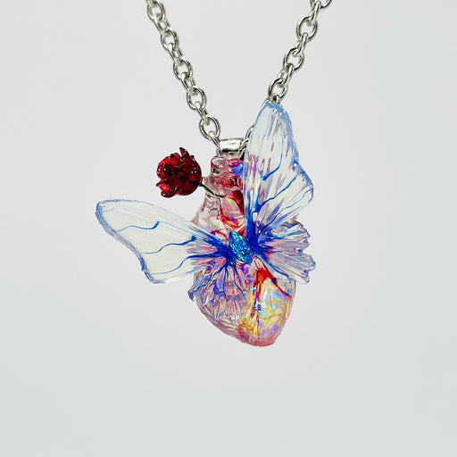 butterfly heart sterling silver necklace, view 3 - MRSLM