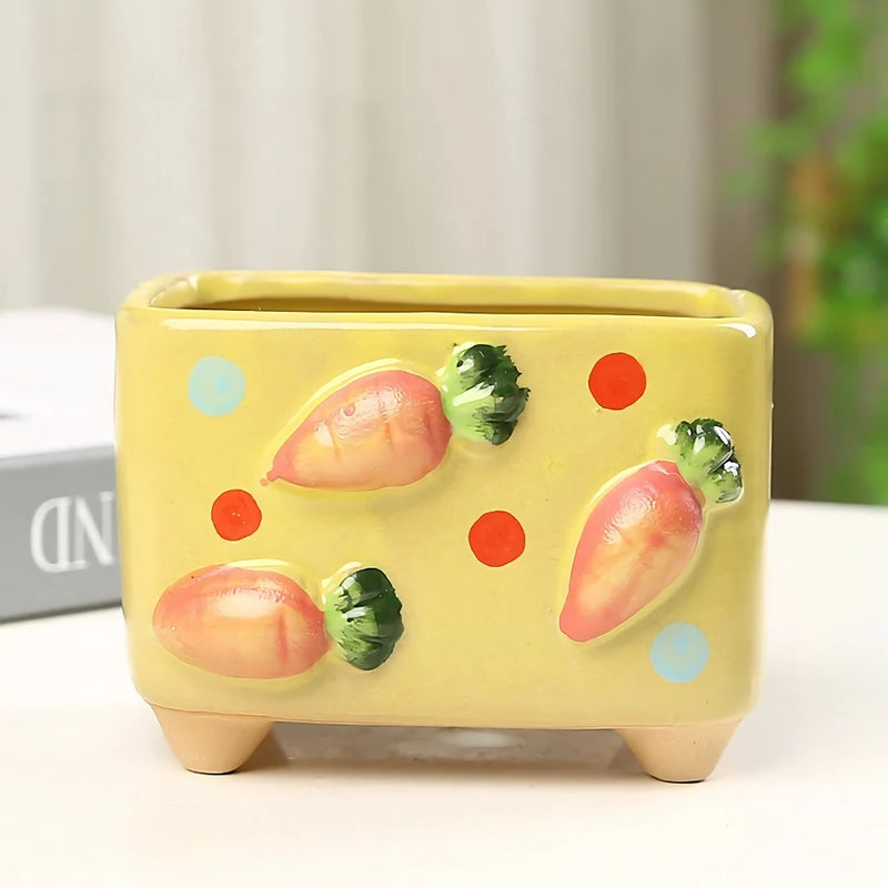 mini square ceramic flower pot, view 4 - MRSLM
