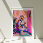 tiger in a bathroom canvas print - MRSLM