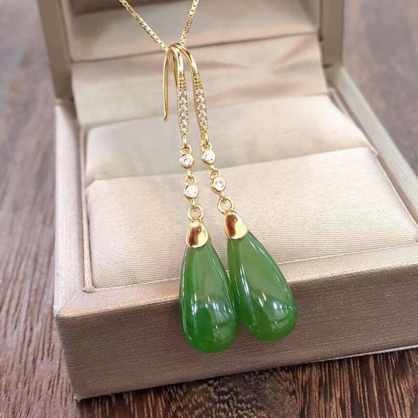 Fashion Trend Green Chalcedony Earrings