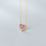 s925 silver red heart necklace, view 2 - MRSLM
