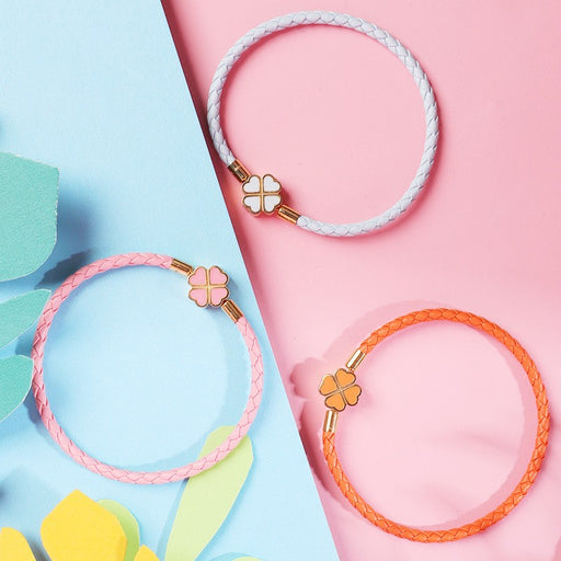 four-leaf clover braided leather bracelet - MRSLM