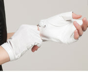 sheepskin leather half finger gloves, view 7 - MRSLM