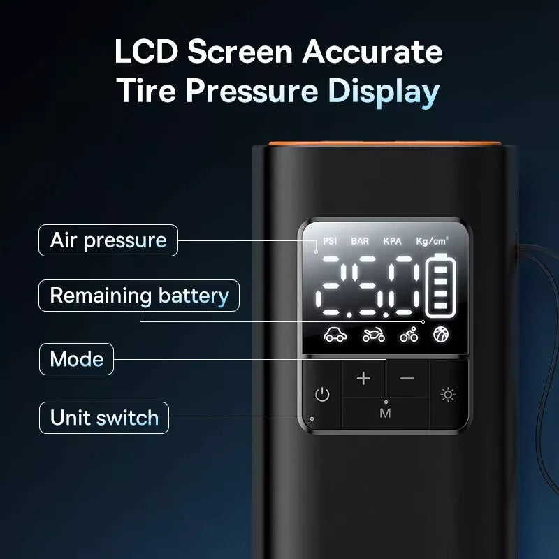 Portable wireless car air pump, view 7 - MRSLM