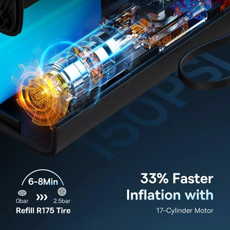 Portable wireless car air pump, view 6 - MRSLM