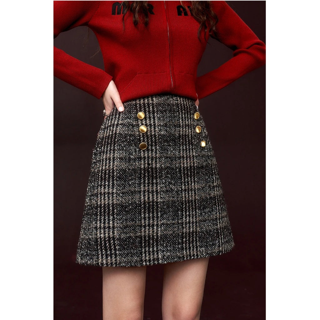 Chic 2000s Gyaru Mini Wool Skirt for Women