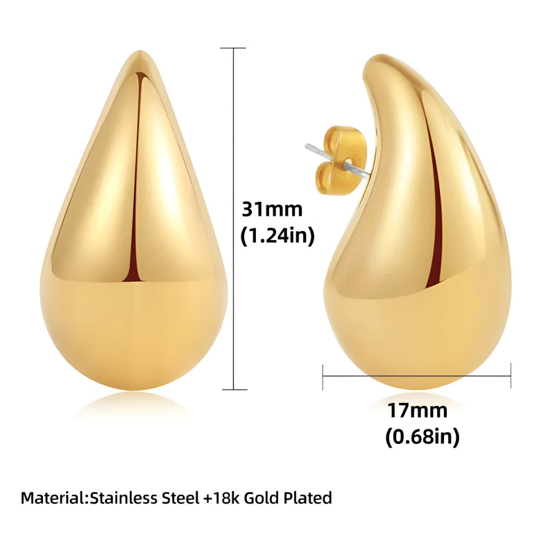 chunky gold-plated waterdrop earrings, view 9 - MRSLM