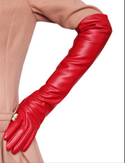 long elbow faux leather PU glove sleeves, view 4 - MRSLM