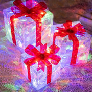 Light-up Christmas gift box decorations with bow, view 4 - MRSLM
