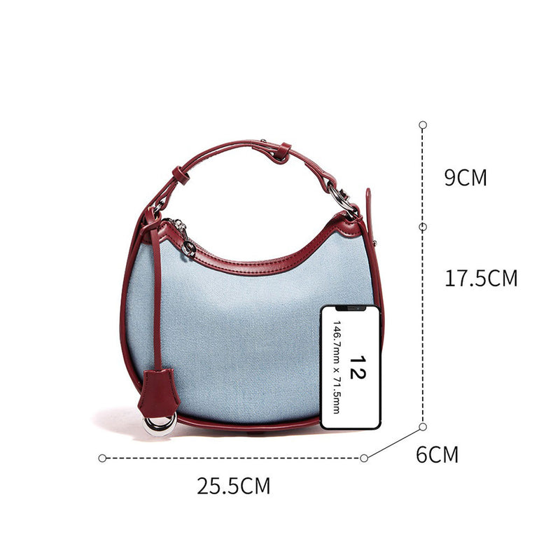 blue denim hobo bag, view 7 - MRSLM
