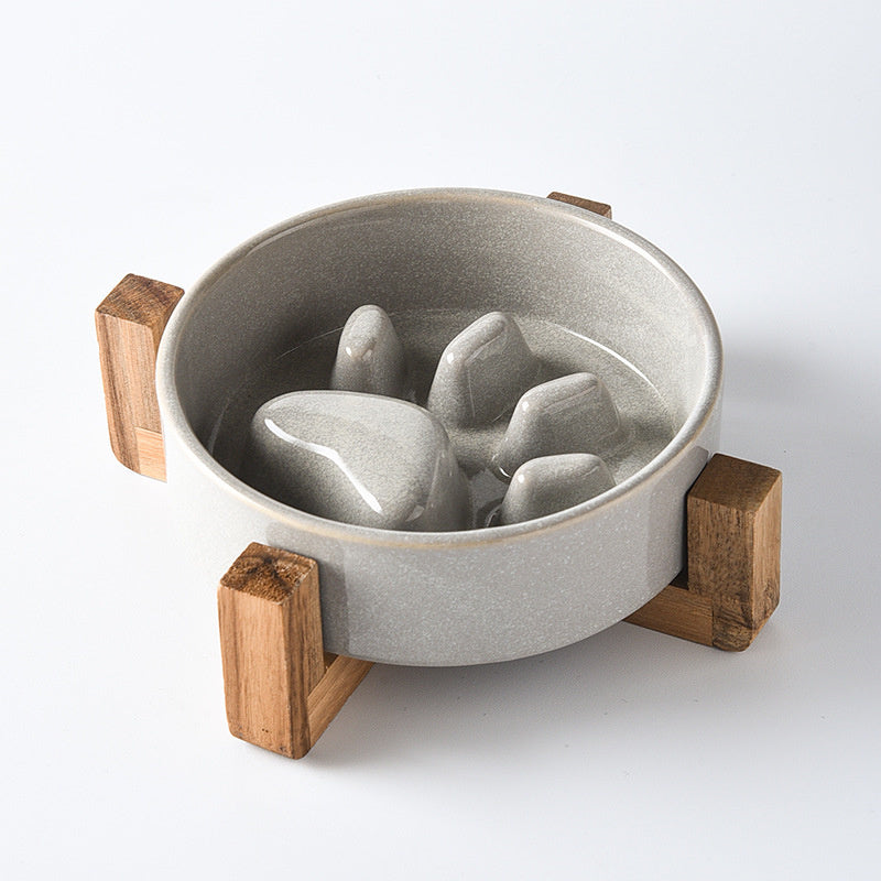 slow feed ceramic pet bowl, view 4 - MRSLM