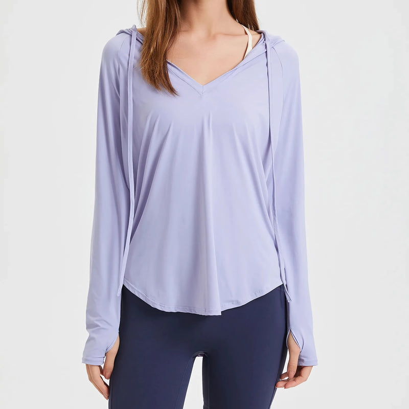 women's long sleeve UV protection yoga hoodie, view 3 - MRSLM