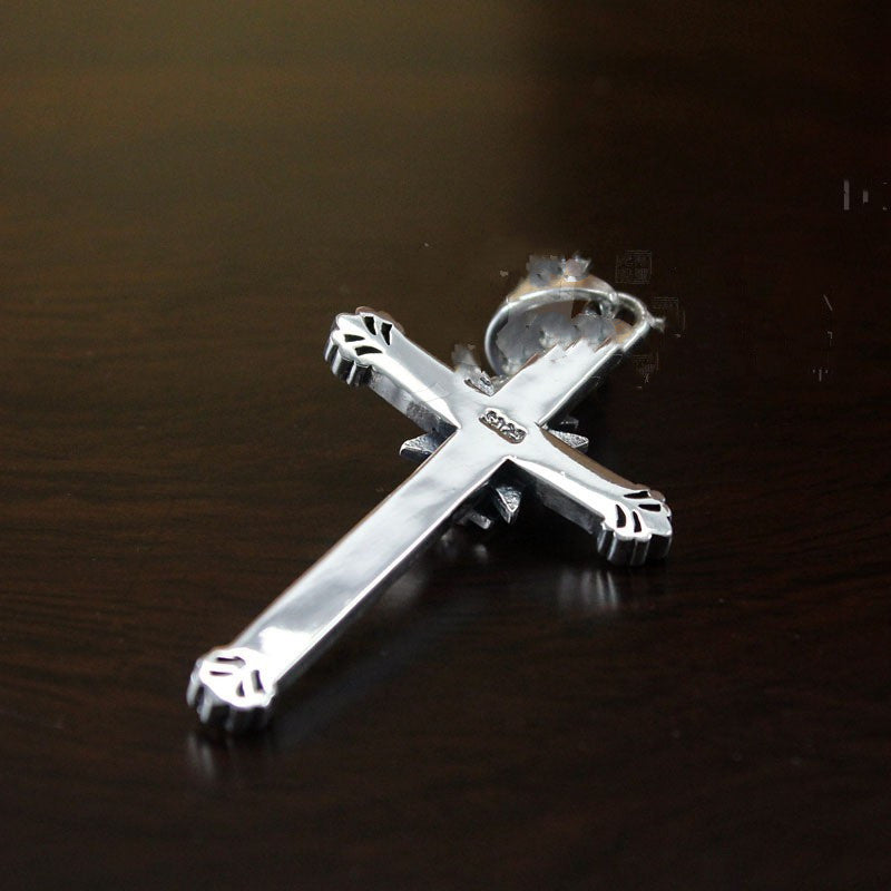 retro silver cross pendant, view 5 - MRSLM