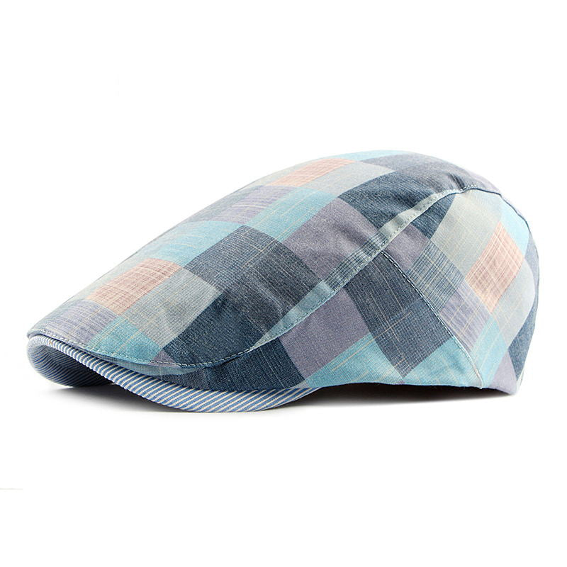 checkered cotton cap with short brim, view 4 - MRSLM