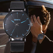men's black stainless steel quartz watch, view 3 - MRSLM