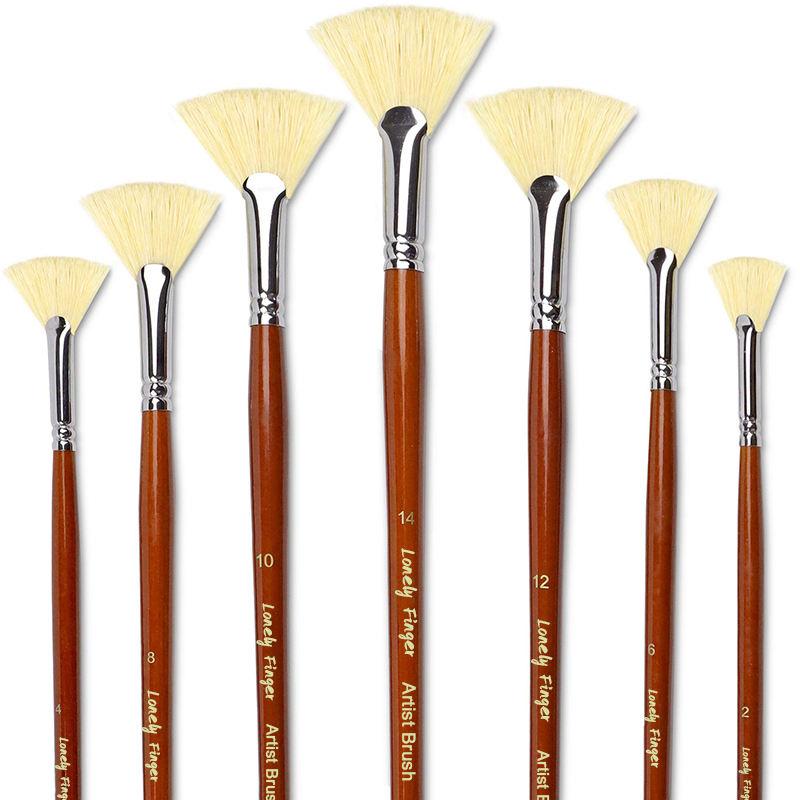 7-piece hog bristle fan brush set - MRSLM