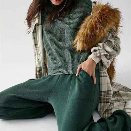 pocket design ankle-tied pantsuit set - MRSLM