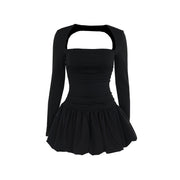bubble hem long sleeve dress, view 5 - MRSLM