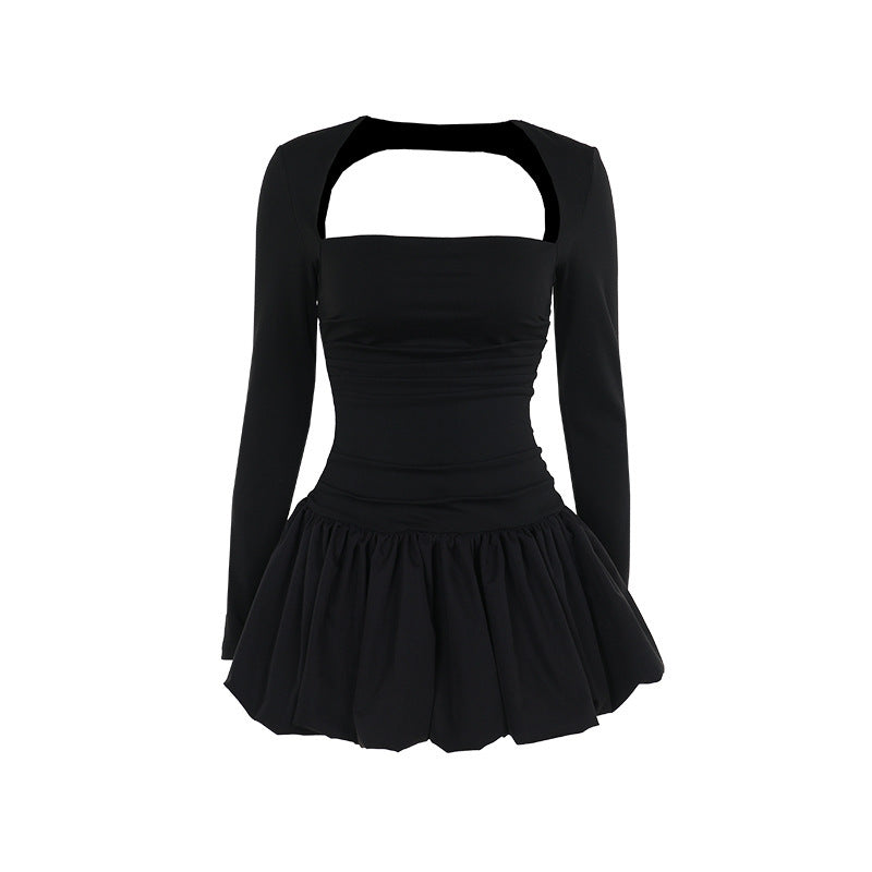 bubble hem long sleeve dress, view 5 - MRSLM
