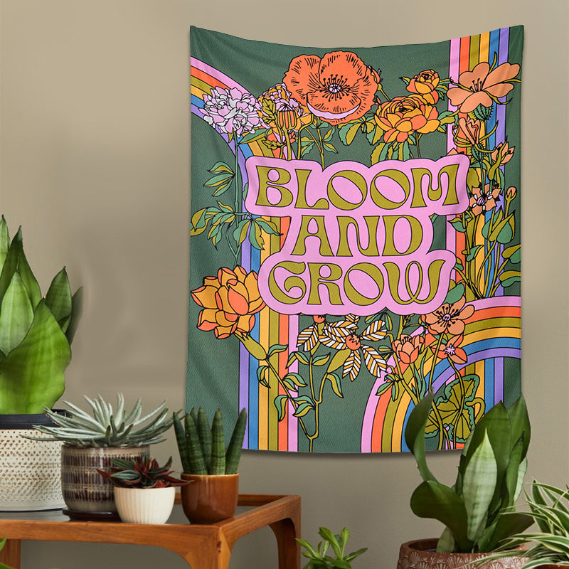70s retro rainbow flower tapestry, view 7 - MRSLM