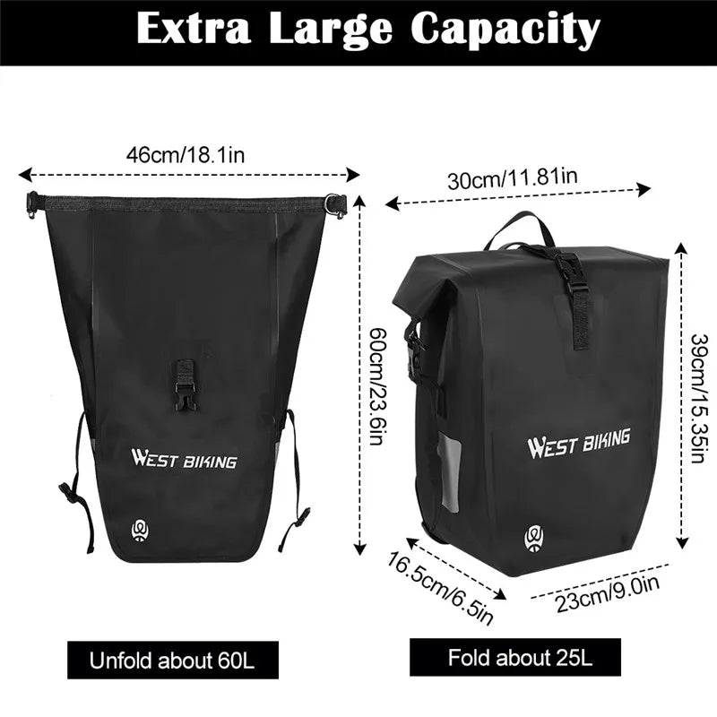 25L waterproof bike pannier bag, view 4 - MRSLM