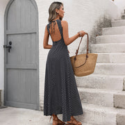 retro backless polka dot dress, view 3 - MRSLM