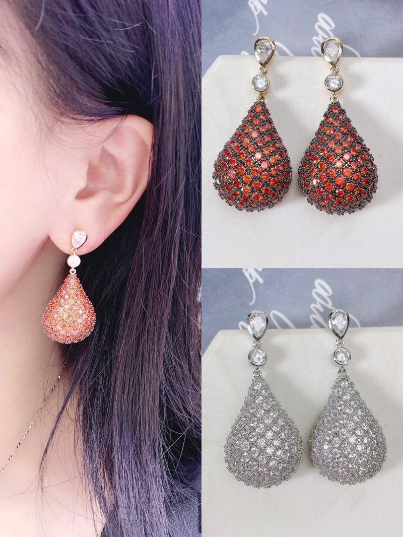 micro inlaid water drop earrings, view 2 - MRSLM