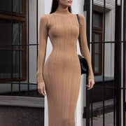 knitted striped fitted dress, view 2 - MRSLM