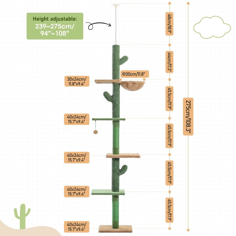 cactus cat tree floor to ceiling, view 8 - MRSLM