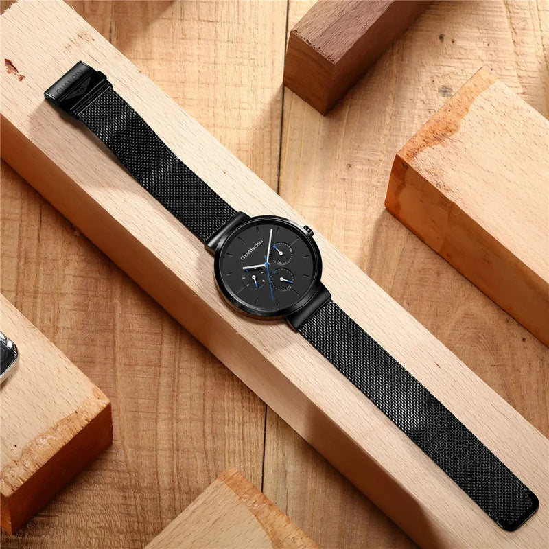men's quartz mesh band watch, view 5 - MRSLM