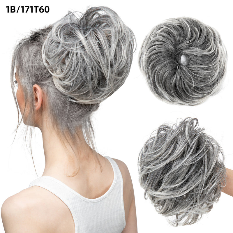 fluffy curly hair bun chignon, view 3 - MRSLM