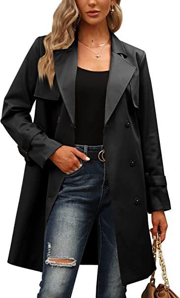 women's double-breasted trench coat, view 6 - MRSLM