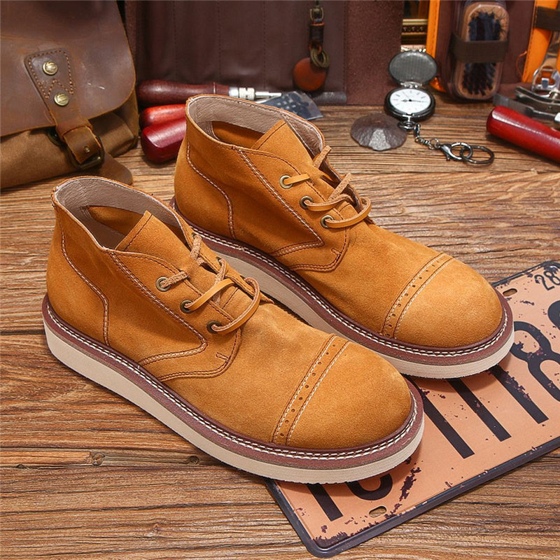 handmade vintage british cow suede ankle boots, view 4 - MRSLM