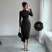 women's black knit maxi dress - MRSLM