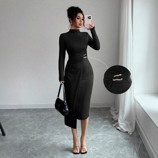 women's black knit maxi dress - MRSLM