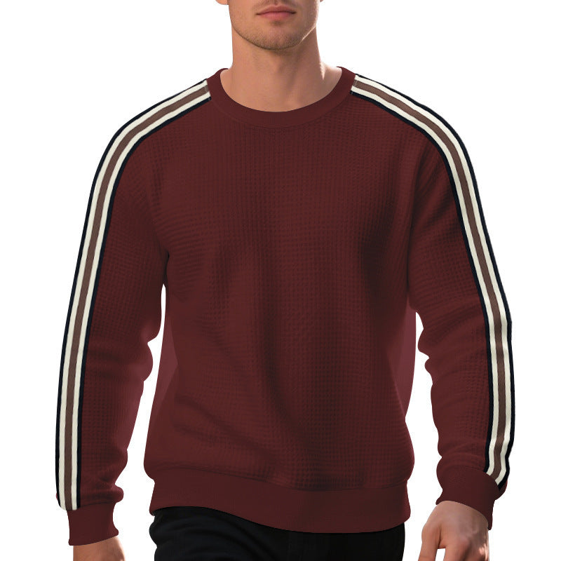 men's striped round neck sweater, view 2 - MRSLM