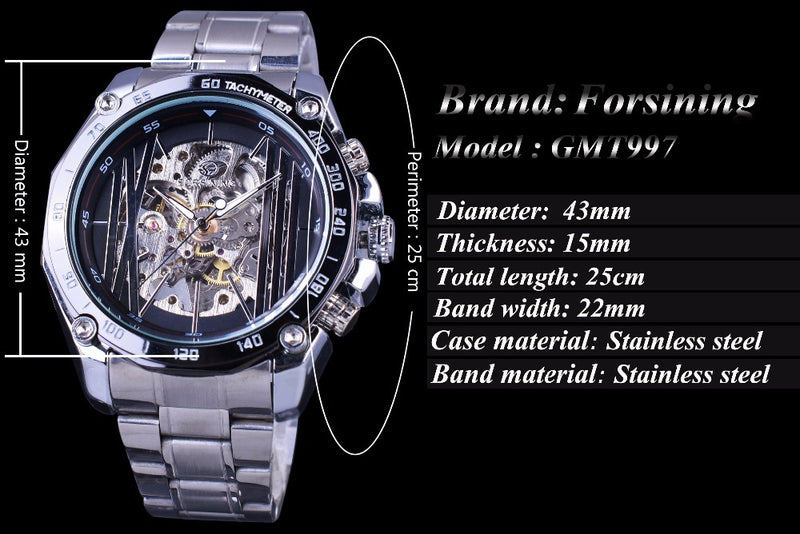 men's casual hollow mechanical watch, view 7 - MRSLM