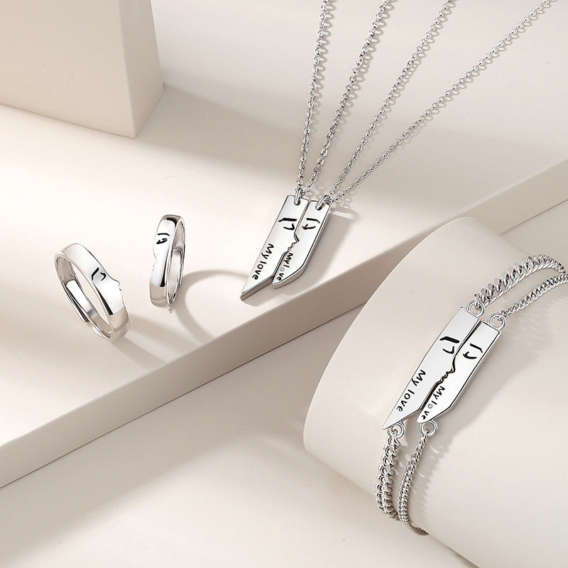 925 silver couple letter bracelets, view 3 - MRSLM