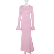 backless lace-up round neck dress, view 6 - MRSLM