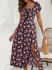 Women's printed long strapless dress, view 3 - MRSLM