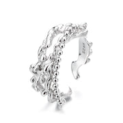 s925 silver beads chain geometric ring, view 2 - MRSLM