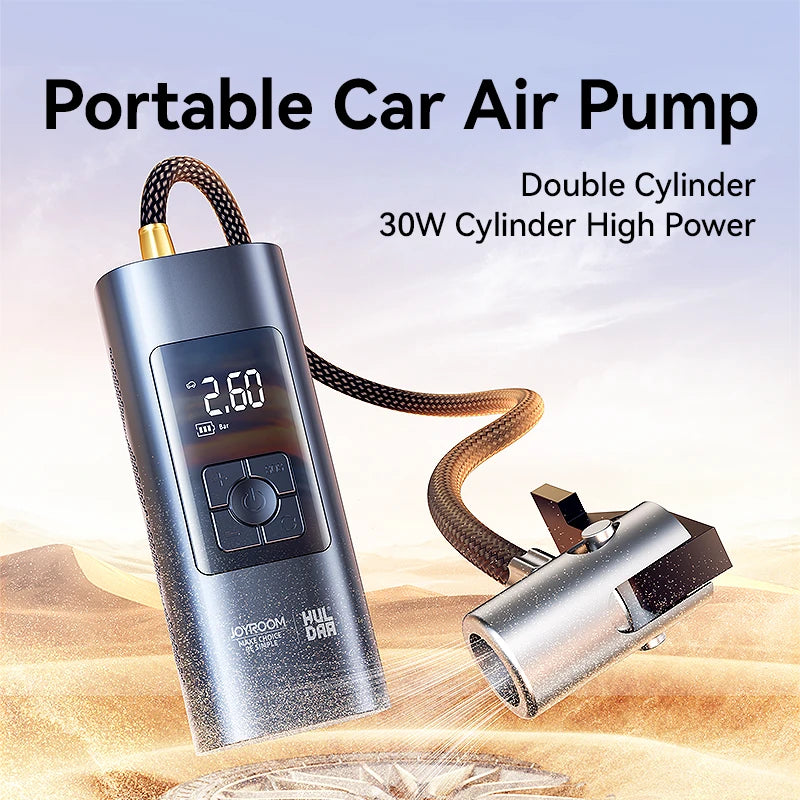 portable 30w car tire inflator with double cylinder air pump, view 4 - MRSLM