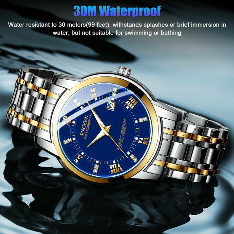 men's stainless steel luminous quartz watch, view 2 - MRSLM