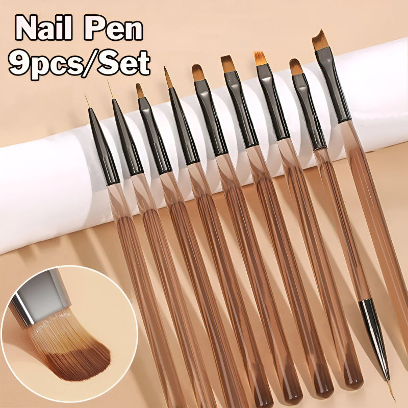 9-piece UV gel nail art brush set, view 4 - MRSLM