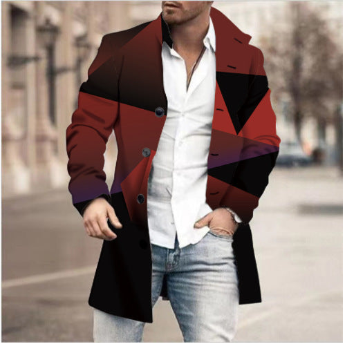 Men's stand collar plaid casual coat, view 11 - MRSLM