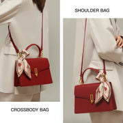 red cowhide leather handbag, view 3 - MRSLM