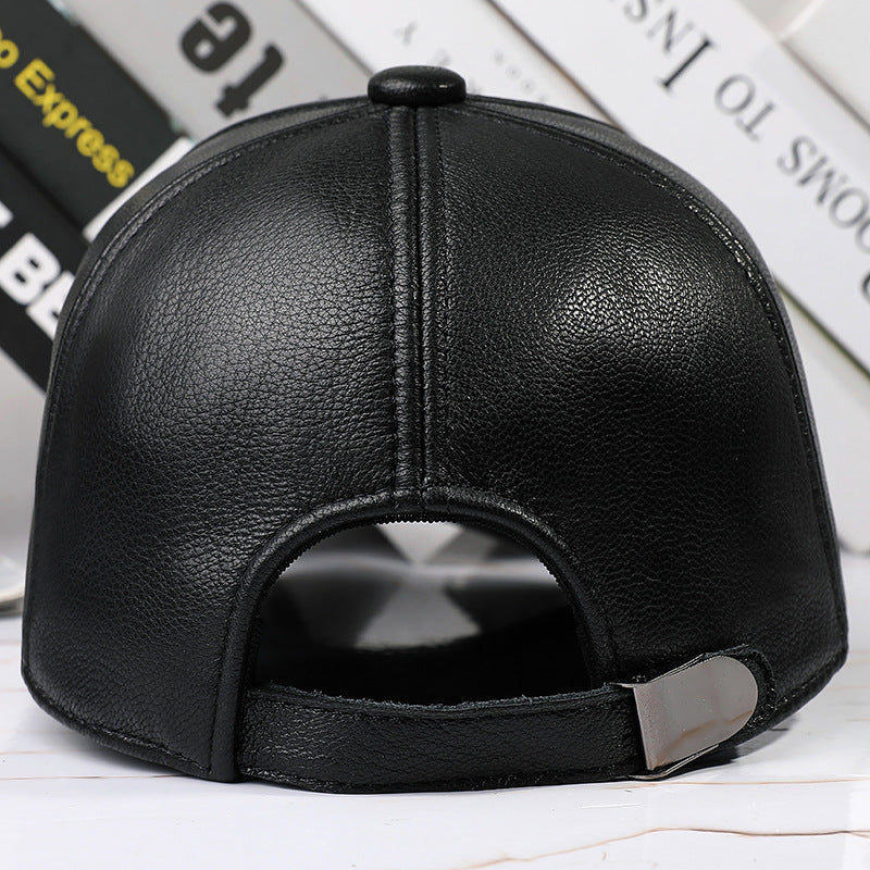 men's sheepskin leather baseball cap, view 3 - MRSLM
