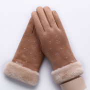 Women's plush-lined suede touchscreen gloves, view 24 - MRSLM